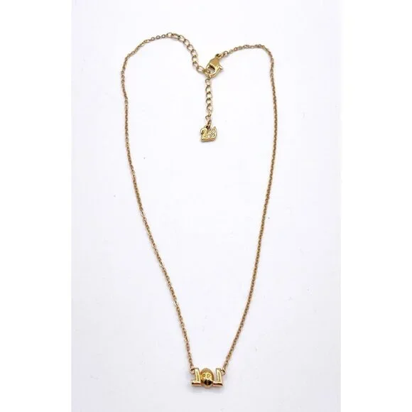 Swarovski Crystal Humorist LOL Pendant Necklace Gold Tone Adjustable Length - Picture 2 of 7